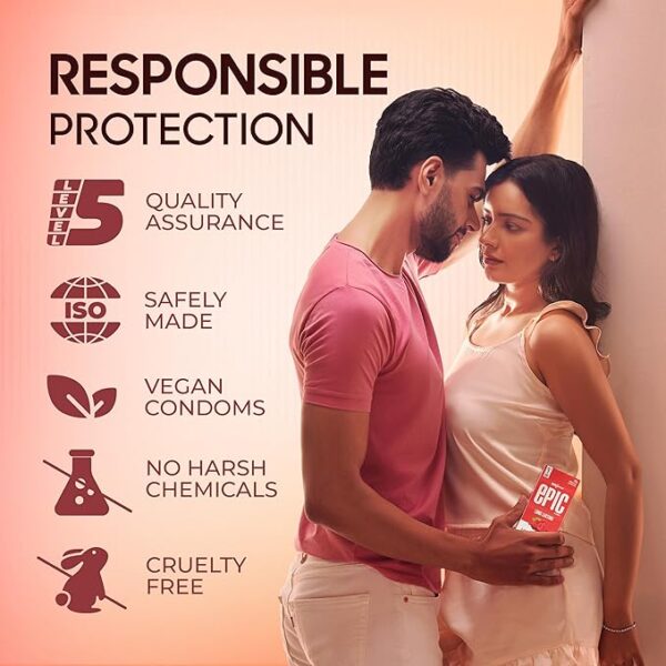 Manforce Epic Pleasure| Ultra Thin Condom | Long Lasting Pleasure for Both | Raspberry Flavour | 10 Pcs |  (EXPIRY 01/25 )( SET OF 26 BOXES) - Image 2
