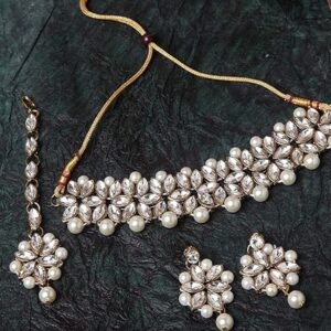 Shining Diva Fashion Latest Choker Design Antique Kundan Traditional Necklace Jewellery Set for Women(SHANI 526)