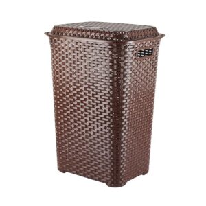 Cello Eliza Plastic Laundry Basket with Lid, Dark Brown, 50 Ltrs | Lightweight and Portable | Storage Organizer | Convenient Handling | Useful For Storing Clothes, Toys, Books ((Without lead)(8344))