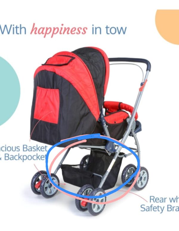 LuvLap Starshine Baby Stroller/Pram for 0 to 3 Years, New Born/Toddler/Kid, Lightweight, Adjustable backrest, 360° Swivel Wheel, Large Storage Basket, Reversible Handlebar (Red) ( 1 pcs not included) ( THODA SA FATA HUA HAI ) - Image 2