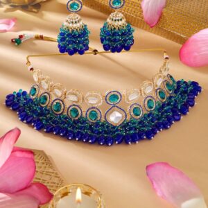 Zaveri Pearls Gold-Plated Stone-Studded & Pearl-Beaded Details Jewellery Set  (SHANI,612)