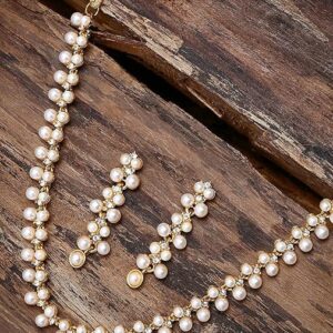 ZAVERI PEARLS Contemporary Look Pearls Choker Jewellery Set For Women-ZPFK9439(SHANI 616)