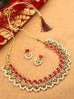 ZAVERI PEARLS MULTICOLOR ALLOY NECKLACE & EARRING SET (SHANI 317)