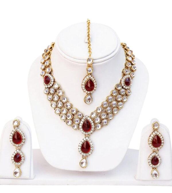 Shining Diva Latest Stylish 18k Gold Plated Traditional Kundan Necklace Jewellery Set for Women (Shani 73) - Image 3