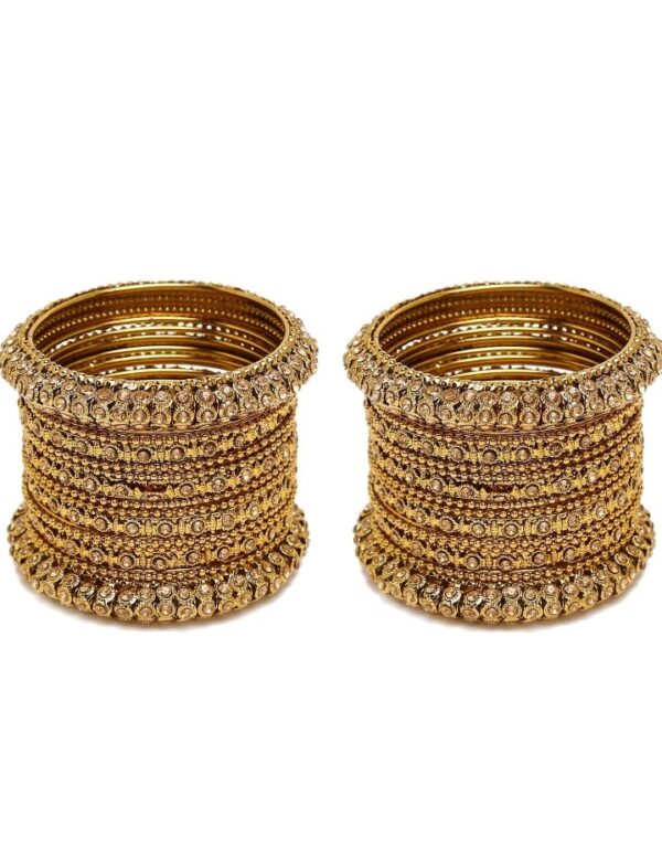Shining Diva Fashion Latest Antique Gold Plated Set of 28 Stylish Traditional Bangle for Women(SHANI19) - Image 2