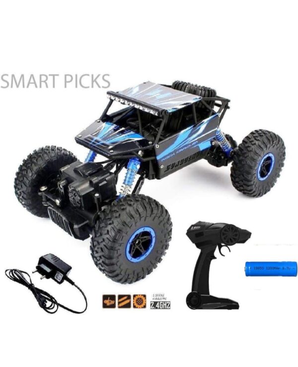 SMART PICKS Plastic Rechargeable 4wd Rally Car Rock Crawler R/C Monster Truck (Blue) (407) - Image 2