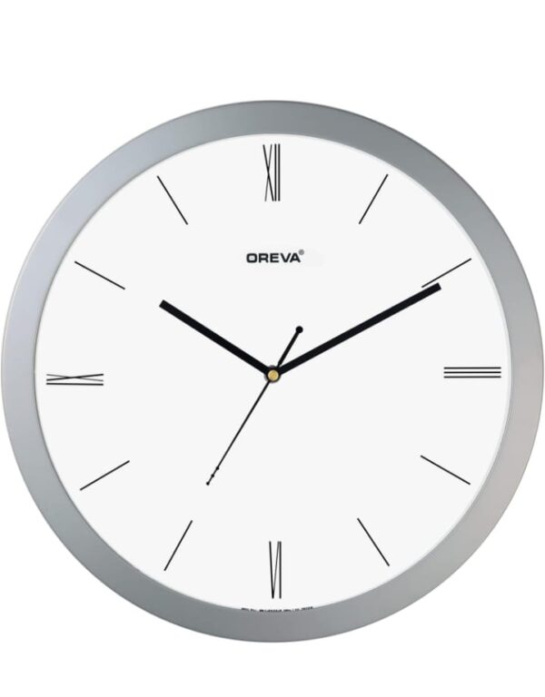 Oreva Roman Figure Round Plastic Analog Silent Movement Wall Clock (35.5 x 4 x 35.5 cm, Silver RF, AQ-1467 SS) (900)