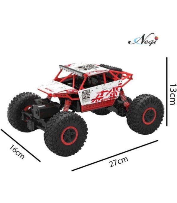 Negi 1:18 Rechargeable Rock Crawling 4WD 2.4 Ghz 4x4 Rally Car Remote Control Monster Truck Kids Play Toys (Plastic,Red)(521) - Image 3