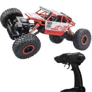 Negi 1:18 Rechargeable Rock Crawling 4WD 2.4 Ghz 4x4 Rally Car Remote Control Monster Truck Kids Play Toys (Plastic,Red)(521)