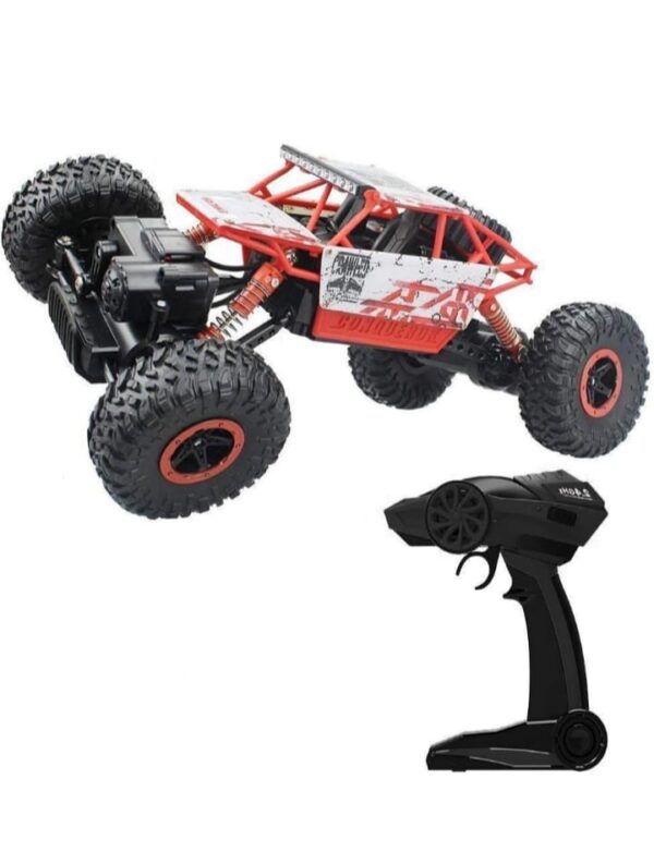Negi 1:18 Rechargeable Rock Crawling 4WD 2.4 Ghz 4x4 Rally Car Remote Control Monster Truck Kids Play Toys (Plastic,Red)(521)