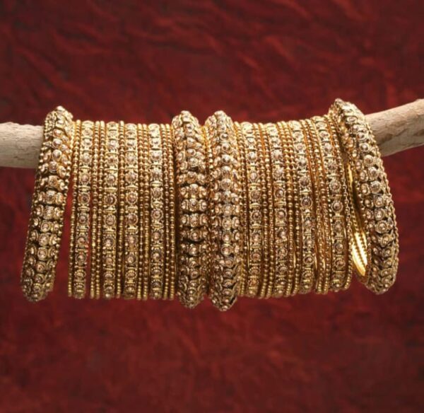 Shining Diva Fashion Latest Antique Gold Plated Set of 28 Stylish Traditional Bangle for Women (shani68) - Image 4