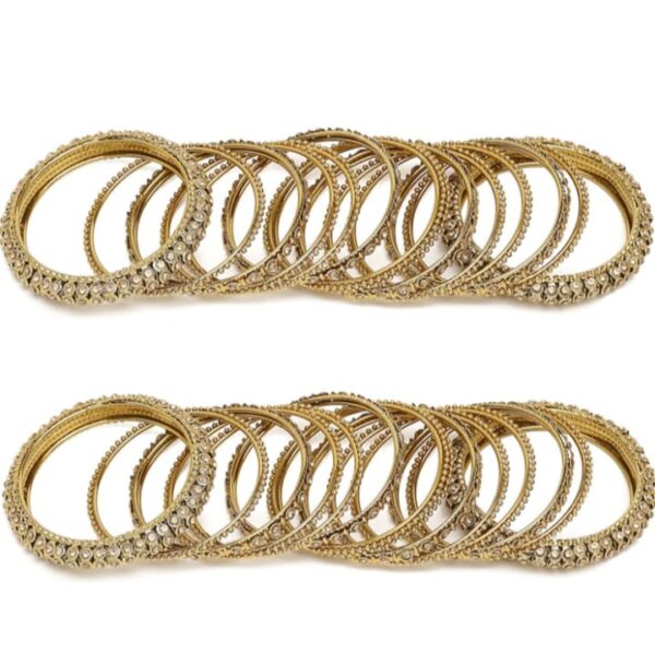 Shining Diva Fashion Latest Antique Gold Plated Set of 28 Stylish Traditional Bangle for Women (shani68) - Image 5