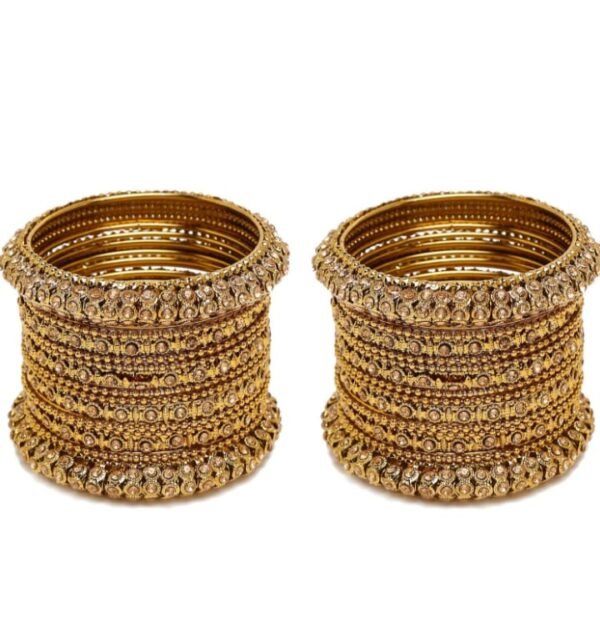 Shining Diva Fashion Latest Antique Gold Plated Set of 28 Stylish Traditional Bangle for Women (shani68) - Image 3