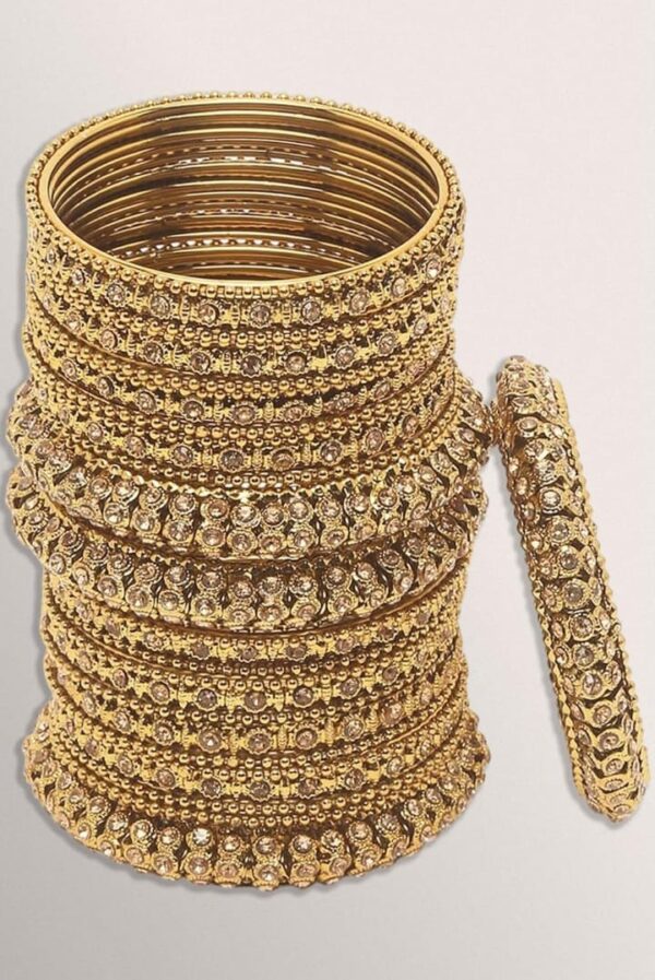 Shining Diva Fashion Latest Antique Gold Plated Set of 28 Stylish Traditional Bangle for Women (shani68)