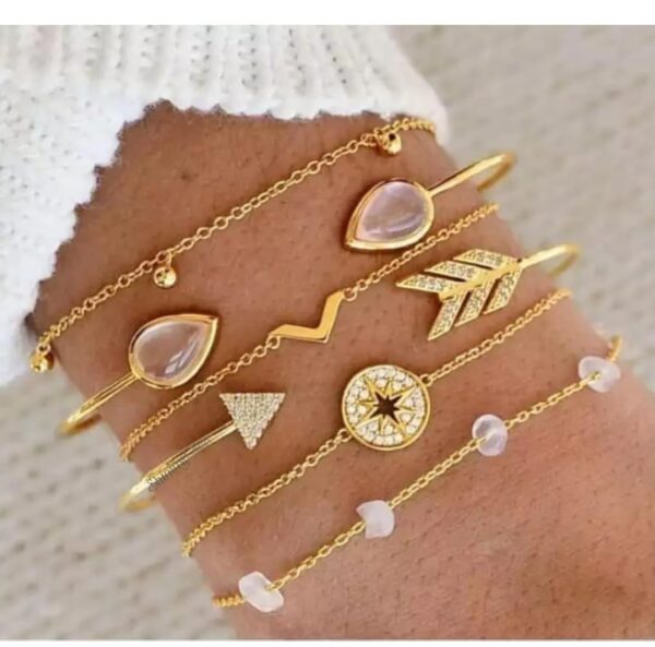 Shining Diva Fashion Latest Stylish Multilayer Gold Plated Bangle Bracelet for Women and Girls (rr14669b) Set of 6 (Shani 82) - Image 3