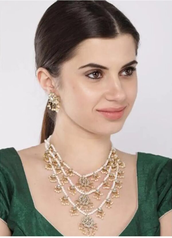 Peora Traditional Jewellery Floral Kundan Layered Necklace Earrings Jewellery Set for Women Girls ( Shani 86) - Image 3