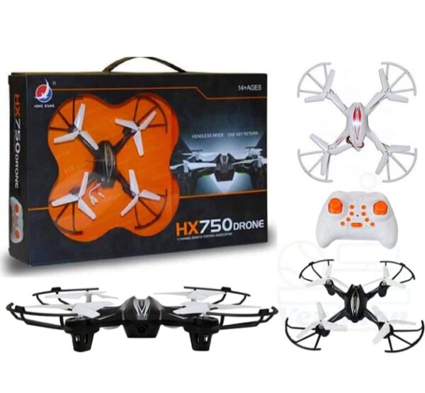 HX750 Aero craft Compact Remote Control Quadcopter Without Camera Drone for Kids - Blue and Red Lighting for Clear Night Vision - Black Or White - Image 2