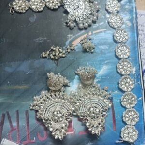 SHINING DIYA FASHION WHITE SILVER POLISH NECKLACE SET