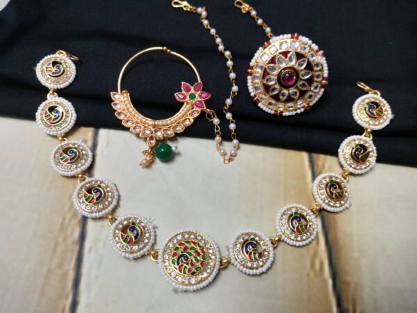 Aaruhi Creation  Alloy Gold-plated Multicolor Jewel Set  (Pack of 3) (D16)