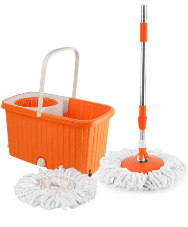 CELLO KLEENNO total clean 360 degree bucket spin mop with 1 extra micro fiber refill mop - Image 9