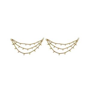 The Opal Factory Gold Plated Pearl Bahubali Hair Chain Accessories for Earrings, Traditional Fashion Jewellery for Women and Girls (D19)