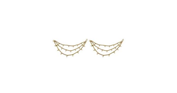 The Opal Factory Gold Plated Pearl Bahubali Hair Chain Accessories for Earrings, Traditional Fashion Jewellery for Women and Girls (D19)