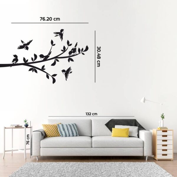 Nilaya by ASIAN PAINTS 0 cm Branch with Six Birds Vinyl Wall Sicker Removable Sticker  (Pack of 1) (.6234 - Image 2