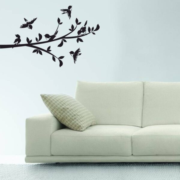Nilaya by ASIAN PAINTS 0 cm Branch with Six Birds Vinyl Wall Sicker Removable Sticker  (Pack of 1) (.6234