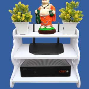 NIDHI ROYAL COLLECTION Three Steps WiFi with SET UP BOX STAND Particle Board Wall Shelf  (White) .6238.