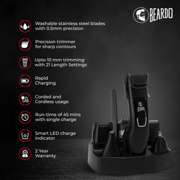 BEARDO PR3058 Trimmer 45 mins Runtime 21 Length Settings  (Black)#JustHere (7903) - Image 5