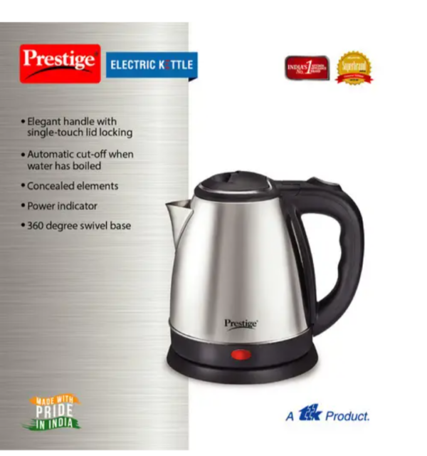 Prestige PKOSS Stainless Steel Electric Kettle 1500W, 1.8L (Silver)  (9999)(p) - Image 2