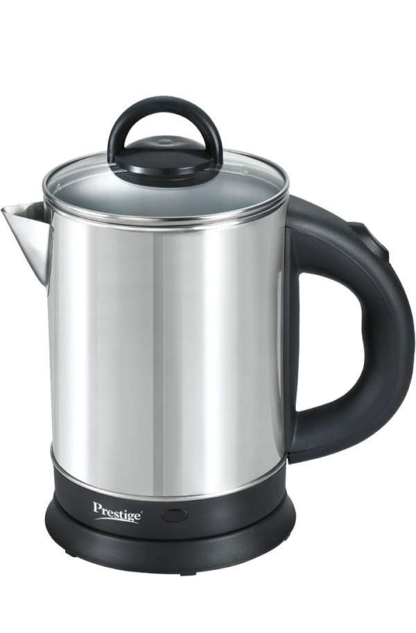 Prestige 1.7 Litres Electric Kettle(PKGSS 1.7)|1350 Watts |Silver and Black | 1.7 Litres | Stainless Steel| Automatic Cut-off | Wide Mouth | Power Indicator | Single-Touch Lid Locking  (MIRON DENT)(p)(R 199)(V Minor body damege)