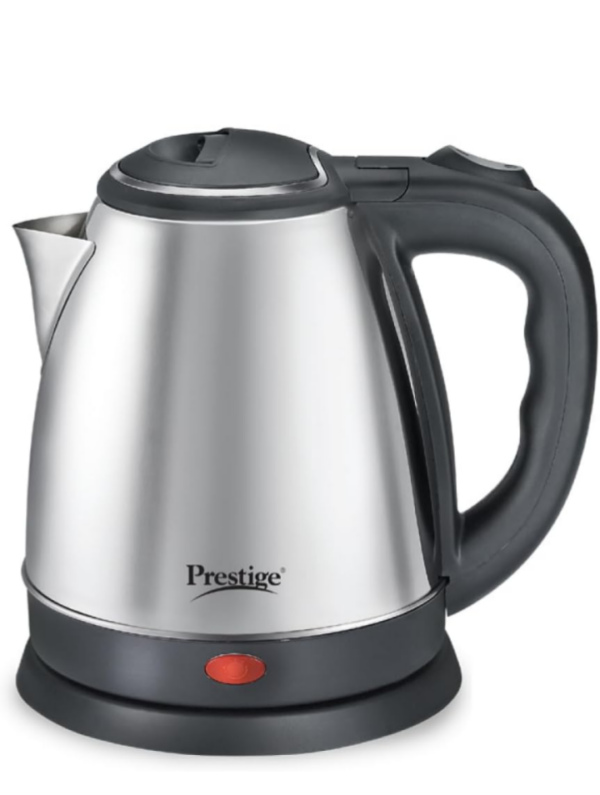 Prestige 1.5 litre PKOSS Stainless Steel Electric Kettle | 1350 Watts| Elegant Design | Cool-touch Handle and Lid | Automatic Cut-Off and Single-Touch Lid Locking. | Silver  ( MINOR DENT ) (15p)(p)