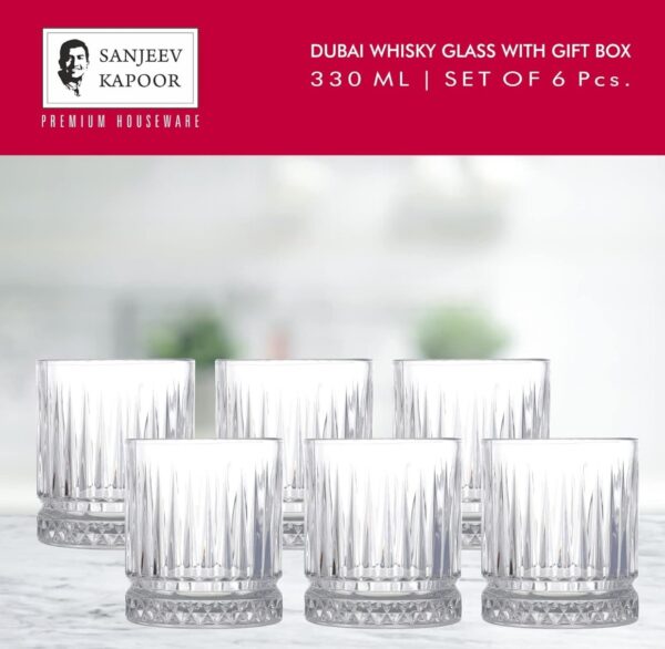 Sanjeev Kapoor Dubai Whisky Glass Set of 6 Pcs - 330ml(SKB-1518)(V) - Image 4