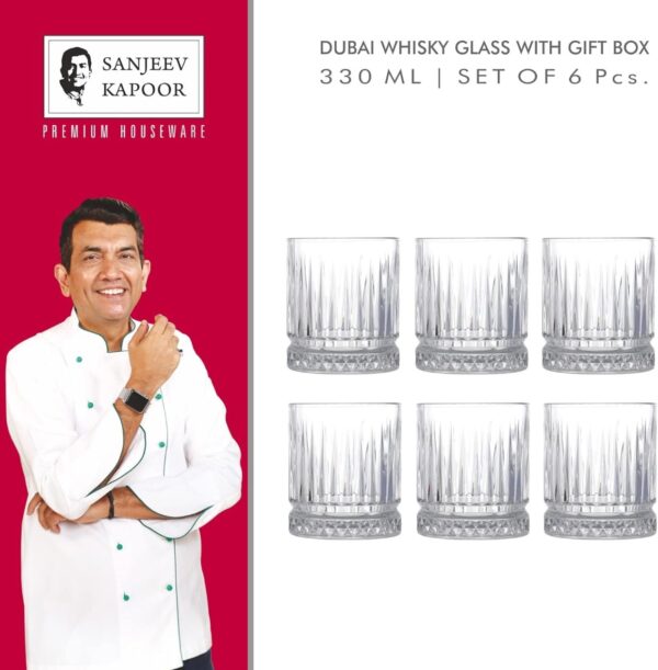 Sanjeev Kapoor Dubai Whisky Glass Set of 6 Pcs - 330ml(SKB-1518)(V) - Image 2
