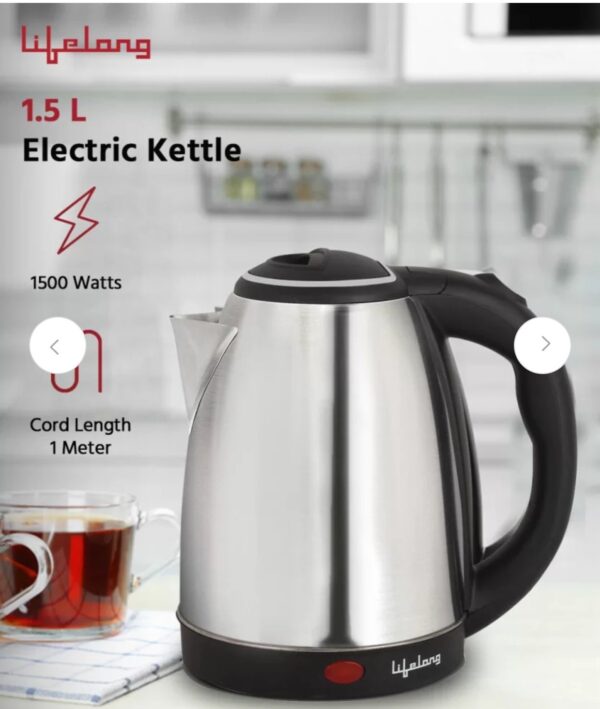 LIFELONG ELECTRIC KETTLE 1.8LITER Stainless steel black steel N.10144(V) Minar body damage - Image 3