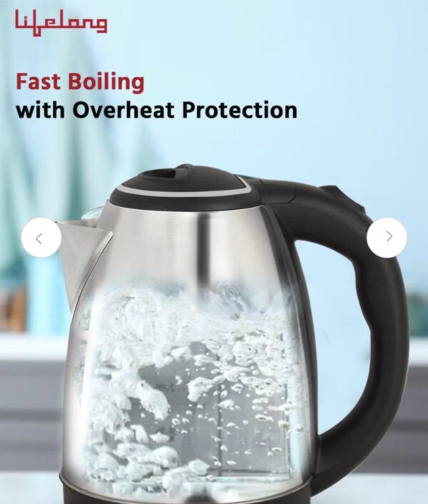 LIFELONG ELECTRIC KETTLE 1.8LITER Stainless steel black steel N.10144(V) Minar body damage - Image 2