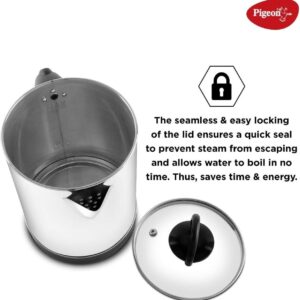 Pigeon by Stovekraft Quartz Electric Kettle (14299) 1.7 Litre with Stainless Steel Body, used for boiling Water, making tea and coffee, instant noodles, soup etc. 1500 Watt (Silver) (minor body damege)N.10140(v)
