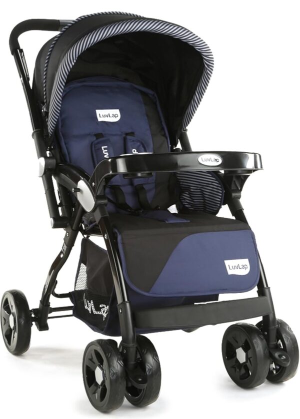 LuvLap Galaxy Baby Stroller, Pram for Baby with 5 Point Safety Harness, Spacious Cushioned seat with Multi Level seat Recline, Easy Fold, Lightweight Baby Stroller for 0 to 3 Years (Black)N.(V) - Image 2