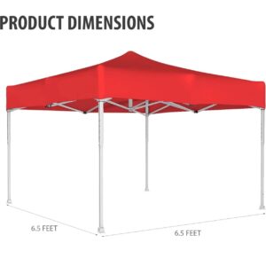 OUTO Foldable Gazebo Tent with 4 Side Open/Pop-up Heavy Duty Canopy Tent for Garden and Promotional Activity (Red- 6.5 FEET, 16.8 Kg) (Minor Pipe damege)N.8252(v)