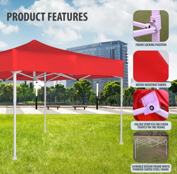 OUTO Foldable Gazebo Tent with 4 Side Open/Pop-up Heavy Duty Canopy Tent for Garden and Promotional Activity (Red- 6.5 FEET, 16.8 Kg) (Minor Pipe damege)N.8252(v) - Image 4
