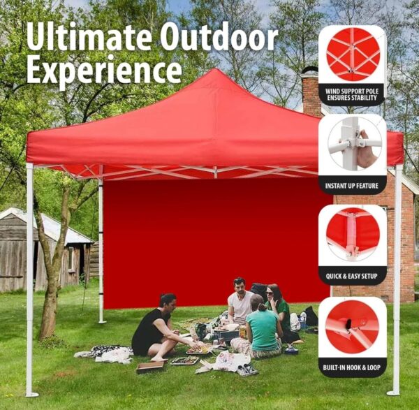 ORILEY Heavy Duty Foldable Gazebo Tent with 3 Side Open/Pop-up Canopy Tent for Garden and Promotional Activity (Red- 10x10 ft, 23.75 KG)N.8068(v) - Image 5