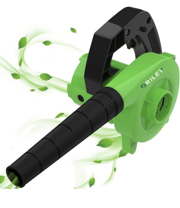 ORILEY 500W Electric Air Blower Garden Leaf Dust Cleaner 13000 RPM Suction 400GMS Airfoil Dirt Cleaning 170km/h Airflow with Unbreakable Body & Glossy Finish for Snow (Green)N.9982(v)