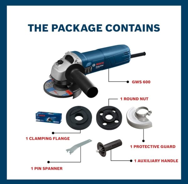 BOSCH Professional GWS 600 Angle Grinder | 670W Power | No-load Speed of 11000 RPM | Versatile Cutting and Grinding Tool | M10 Grinding Spindle Thread | 100 mm Disc | 1 Year Warranty N.10070(V) - Image 2