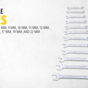 STANLEY 70-964E 12-piece Chrome Vanadium Steel Combination Spanner Set with Maxi-Drive System, Anti-Slip & Anti-Corrosion properties, GREY N.10017(v)