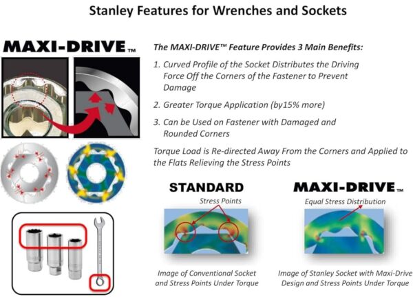 STANLEY 70-963E 8-piece Chrome Vanadium Steel Combination Spanner Set with Maxi-Drive System, Anti-Slip & Anti-Corrosion properties, GREY N.10019(v) - Image 3