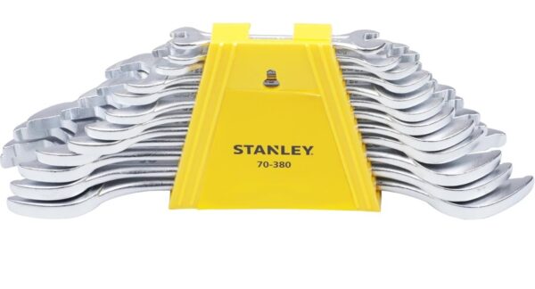 STANLEY 70-380E 12-piece Matte Finish Chrome Vanadium Steel Double Open-End Spanner Set with Maxi-Drive System, Anti-Slip & Anti-Corrosion properties, GREY N.10018(v)