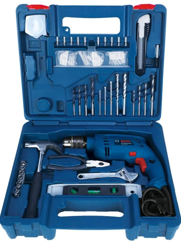 BOSCH Professional GSB 500 RE Corded-Electric Drill Tool Set | 500 W Motor | 100-piece Tools Box Kit | Speed Range upto 2600 RPM | Impact Rate upto 41600 BPM | Chuck Capacity of 10 mm | 1 Yr Warranty N.10016(v) - Image 3