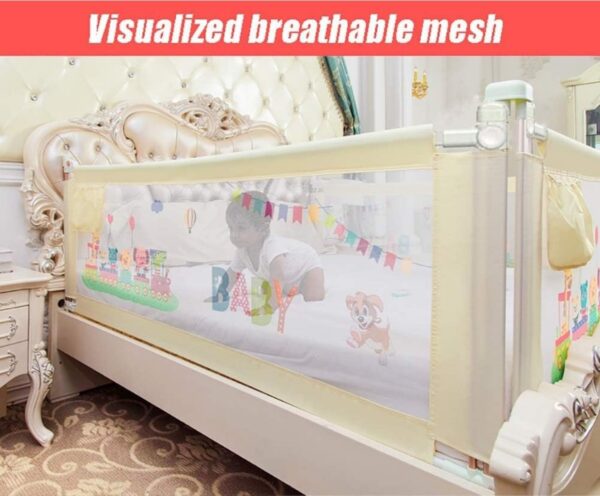 SYGA 1 Baby Bed Fence Gate Security Guard Railing Playpens Rail for Newborn (Cream, 1.8 m) N.(V) - Image 3