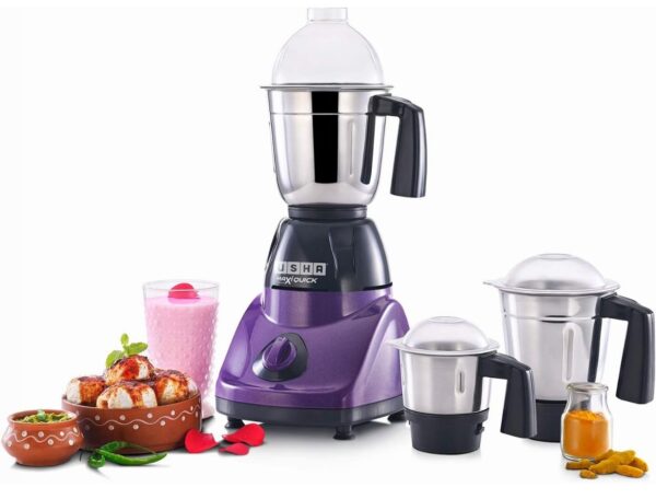 USHA Maxiquick 500-Watt Copper Motor Mixer Grinder with 3 Jars (Magenta/Black) Minor body damege (V) N.10751 - Image 2